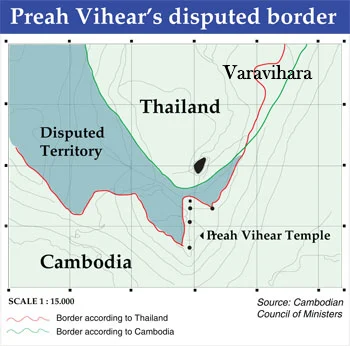 Map of the boundary lines around the Preah Vihear temple